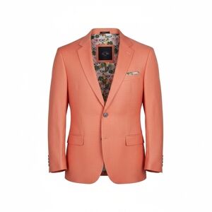 Sz 2XL Bespoke Tazzio Europa Slim Fit Vivid Tropical Lining Salmon Blazer